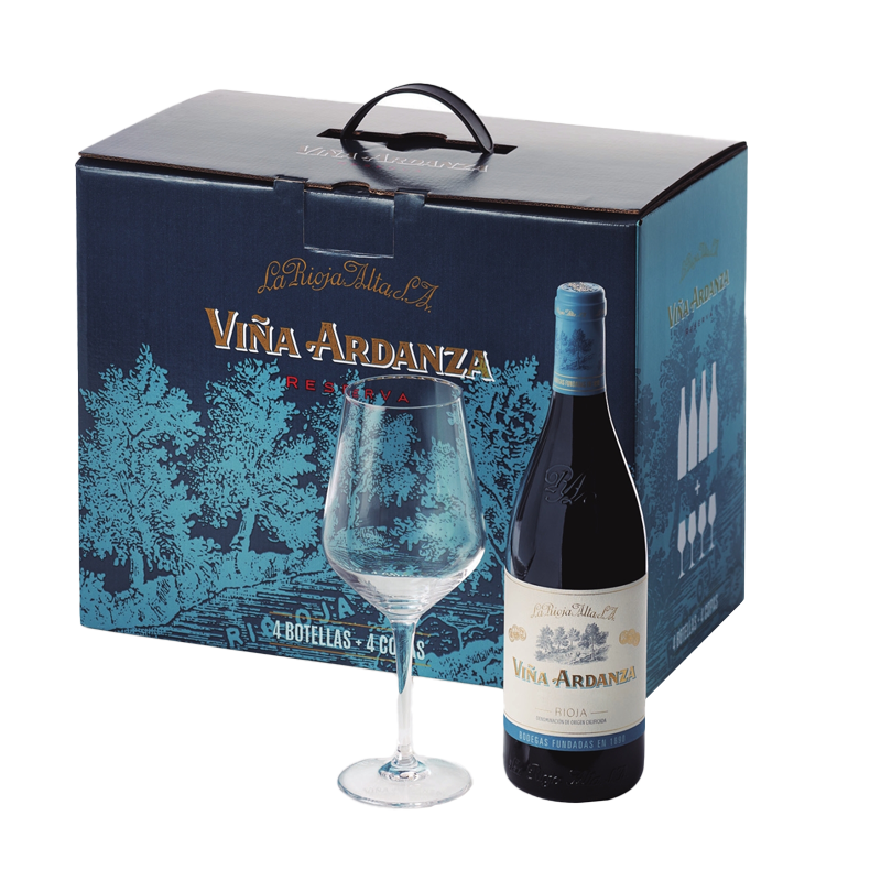 Caja Viña Ardanza Reserva 2019 con copas Premium